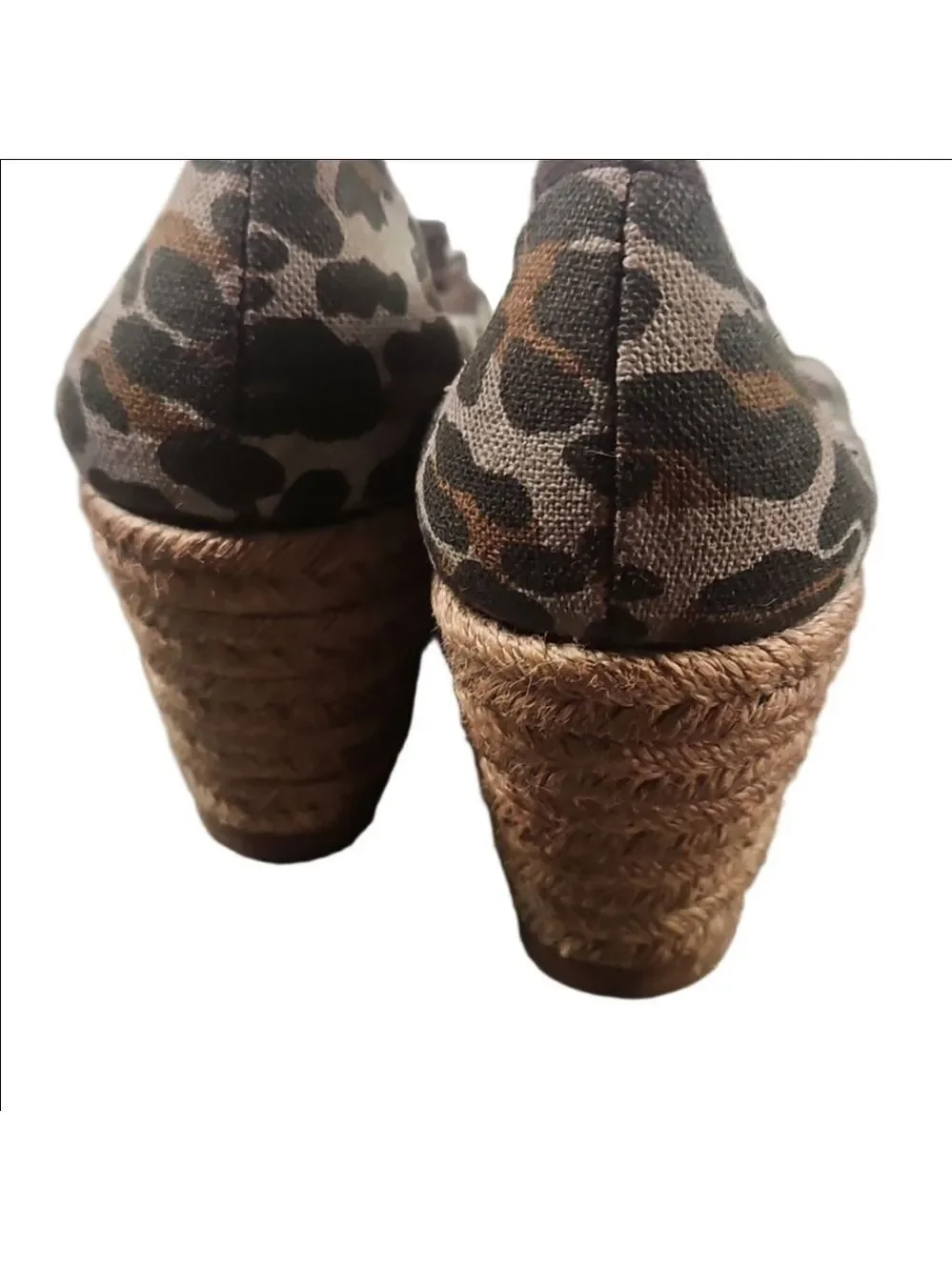 Tory Burch Leopard Wedge Peep Toe Shoes Size 11B